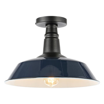 Camila 14" Classic Industrial Indoor/Outdoor Iron LED Semi Flush Mount